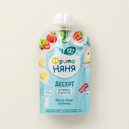 ФрутоНяня Десерт из яблок бананов клубники 90г